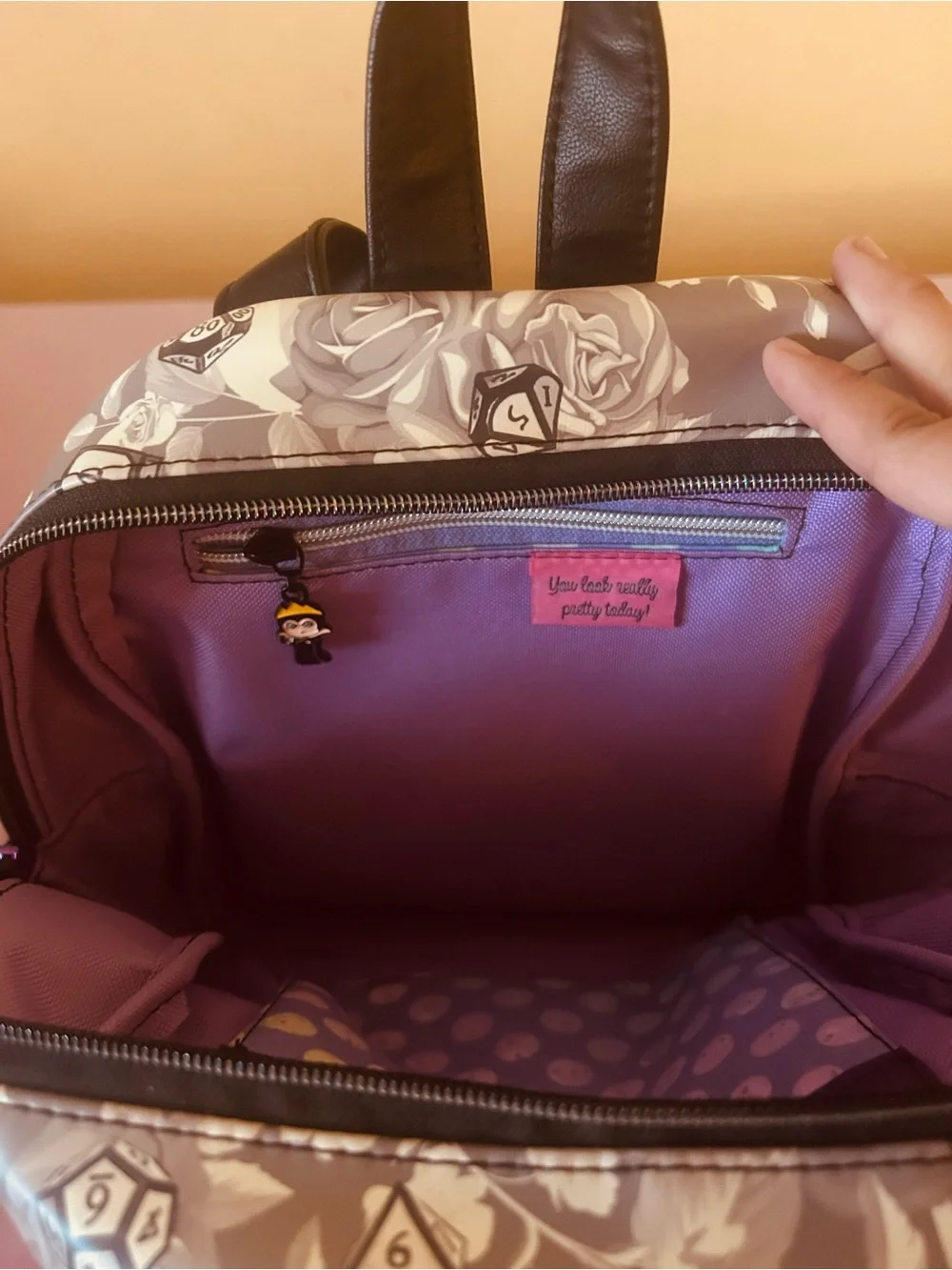 Loungefly Gray Floral & Dice Mini Backpack